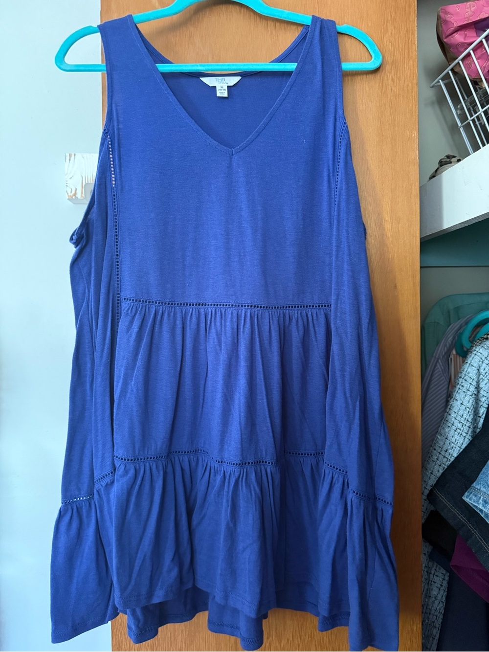 Time and Tru Royal Blue Scoop Neck Tank with Teal Trim